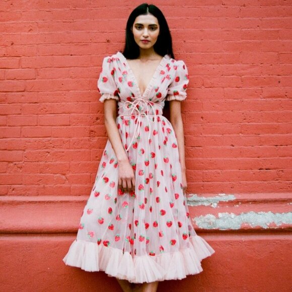 Lirika Matoshi Dresses & Skirts - Lirika Matoshi Strawberry Sparkle Viral Tulle Dress